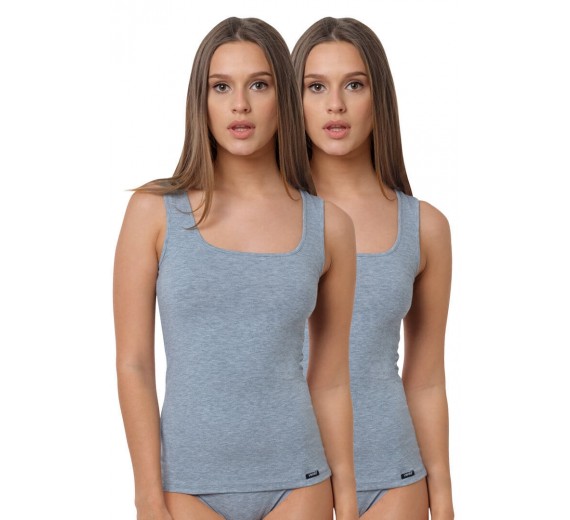 2-pak tank tops til damer, grå, str. medium 2-pak tank tops til damer, grå, str. medium