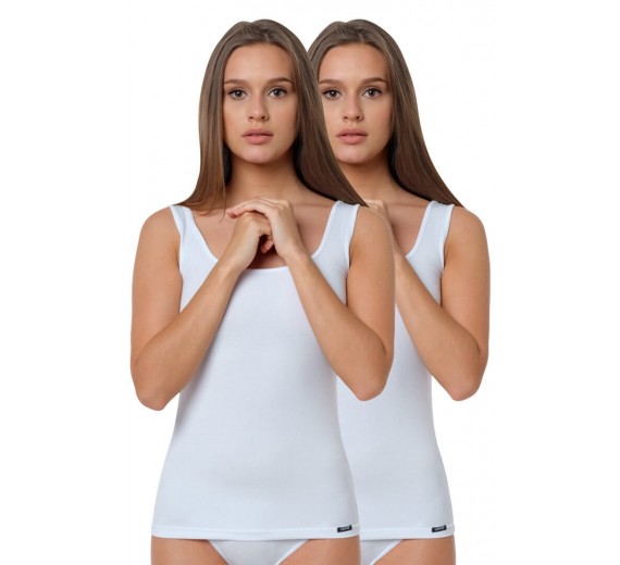 2-pak tank tops til damer, hvid, str. XL