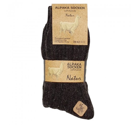 2 par uldsokker, alpaka, brun, str. 39-42