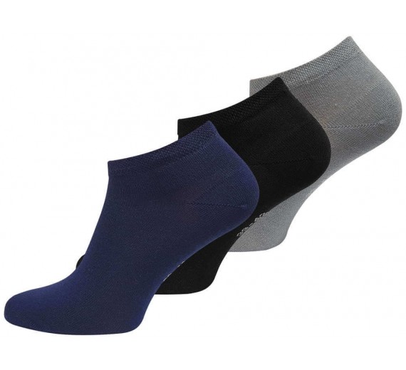 3-pak bambus ankelstrømper (korte), sort, grå, navy, str. 35-38