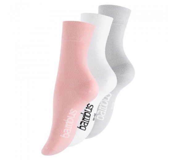 3-pak bambussokker, dame, pastelfarver, str. 35-38