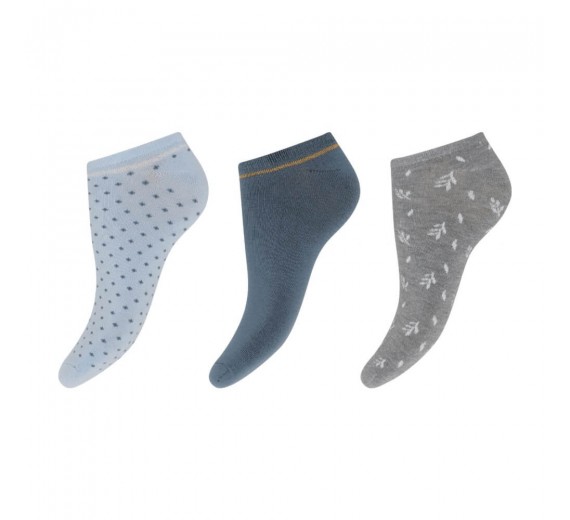 3-pak Decoy Sneaker Sock Bamboo - Dot & blomst Str. 37-41