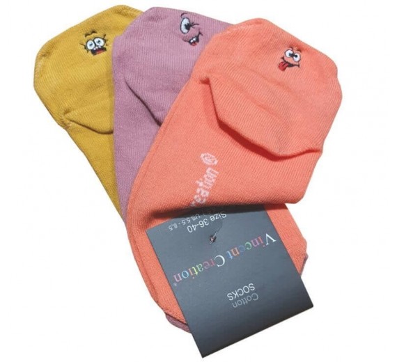 3-pak sneaker socks til damer, str. 36-40