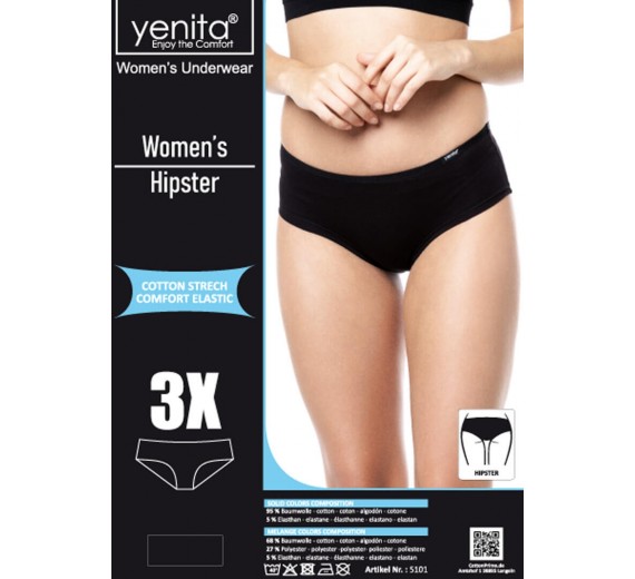 3-Pak Hipster Trusser, Hvid, Str. Medium 3-Pak Hipster Trusser, Hvid, Str. Medium
