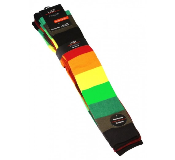 3 par stribede knæstrømper "Rainbow" - Str. 35-38