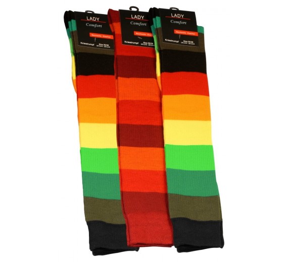3 par stribede knæstrømper "Rainbow" - Str. 35-38