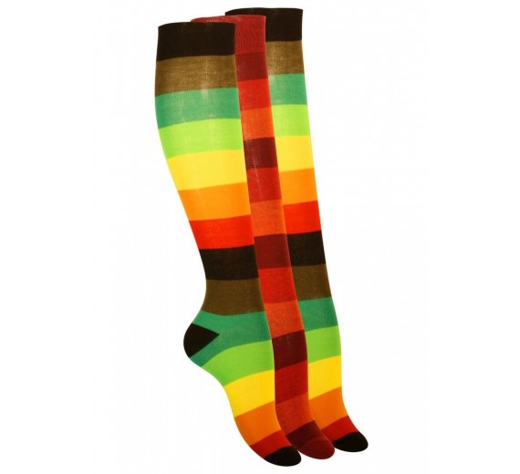 3 par stribede knæstrømper "Rainbow" - Str. 39-42
