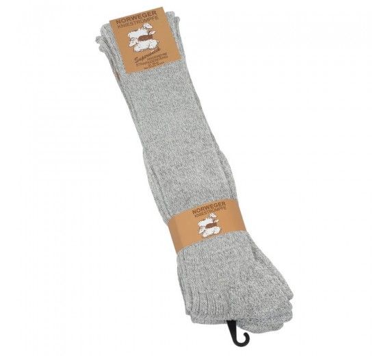 3 par lysegrå knælange uldsokker, str. 43-46
