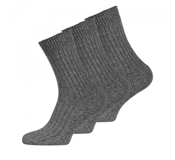 3 par mørkegrå uldsokker uden topelsatik, str. 43-46
