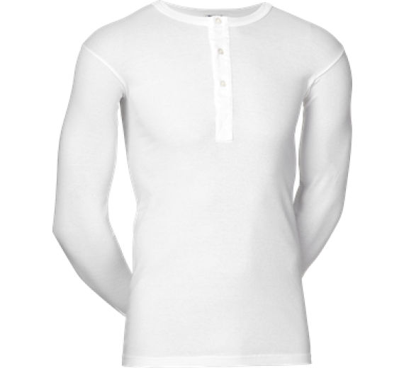 JBS Original Langærmet T-shirt med knapper, Hvid str. Medium