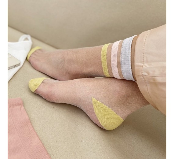 Gennemsigtige Socks CPH Damestrømper, Gul - Str. 36-40