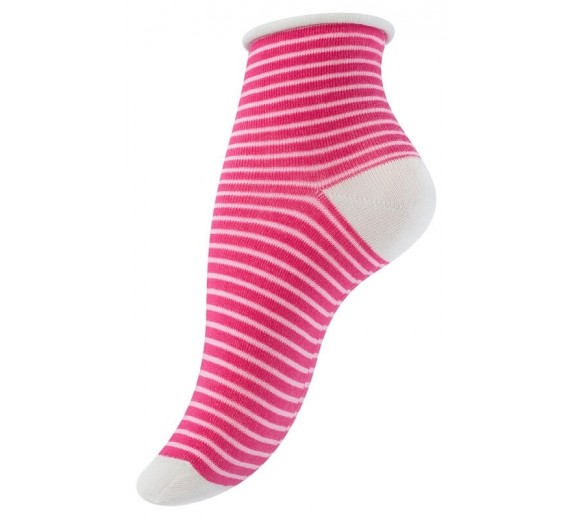 4 Par Strømper Med Rullekant Berry Stripes 4 Par Strømper Med Rullekant Berry Stripes