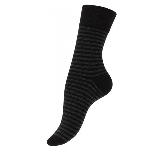 5-Pak Damestrømper "Dot Stripe" Sort og Grå - Str. 39-42
