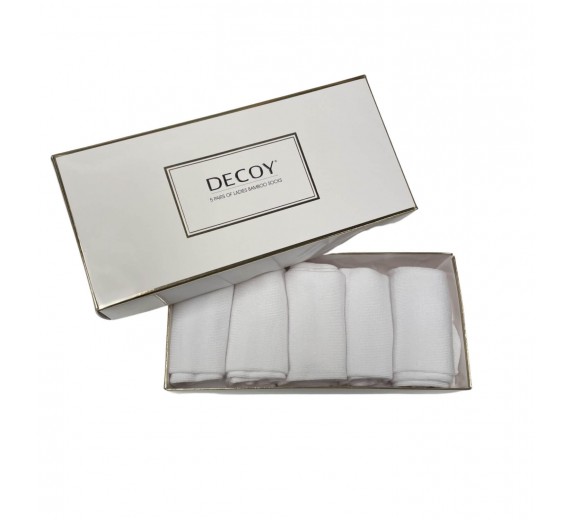 5 par Ladies Decoy bambusstrømper i gaveæske - Hvid str. 37-41