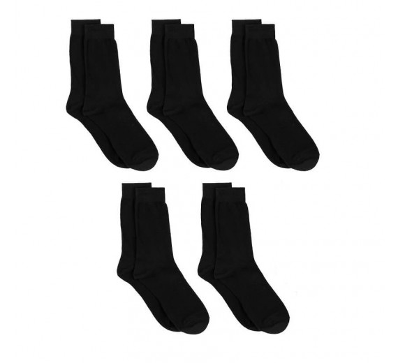5 Par Sorte Strømper I Økologisk Bomuld, Str. 36-40