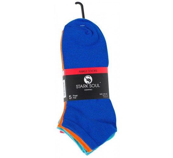 5 par korte ankelstrømper unisex, "Fun Colors" str. 39-42