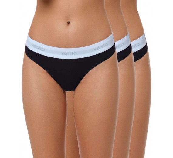 3-pak Yenita Modern Sports String - Sort str. XL