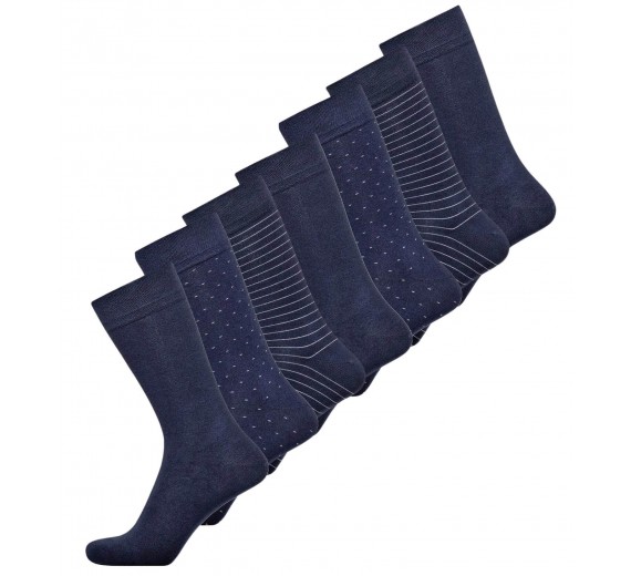 7 Par Bambusstrømper I Gaveæske, JBS, Navy, Str. 41-44