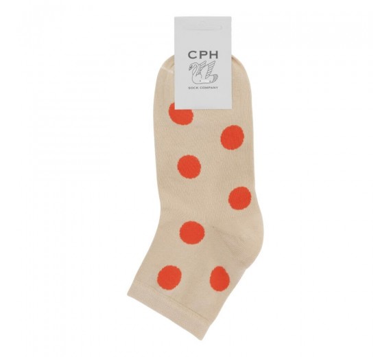 Korte ankelstrømper fra Socks CPH - Beige Dot str. 36-39