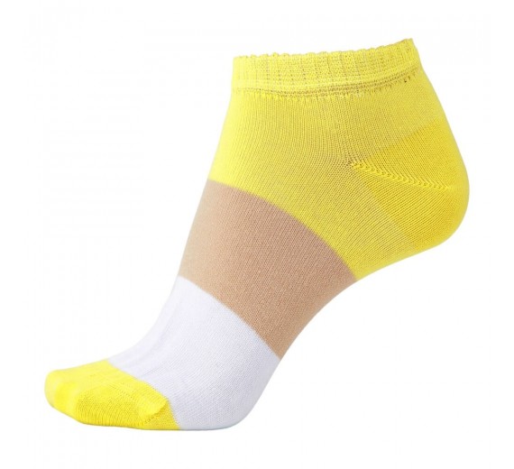 Korte ankelstrømper fra Socks CPH - Gul Striber str. 36-39