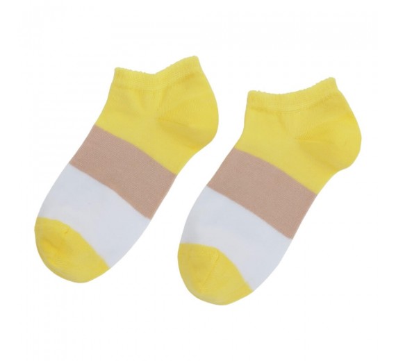 Korte ankelstrømper fra Socks CPH - Gul Striber str. 36-39
