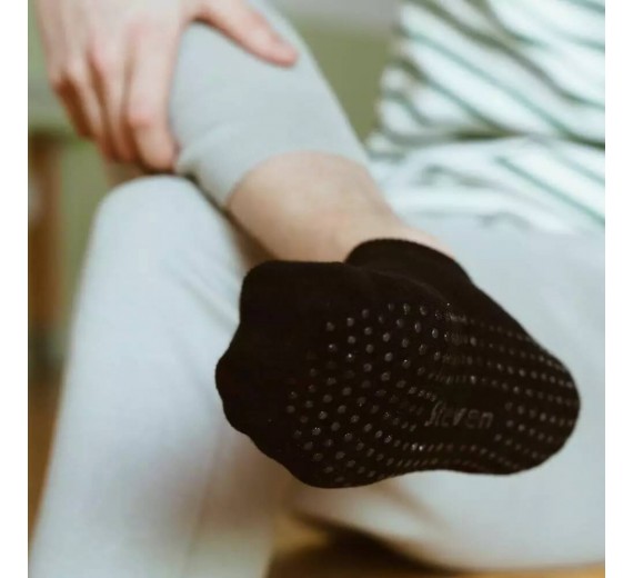 Korte sokker med skridsikker sål, sort, str. 35-37