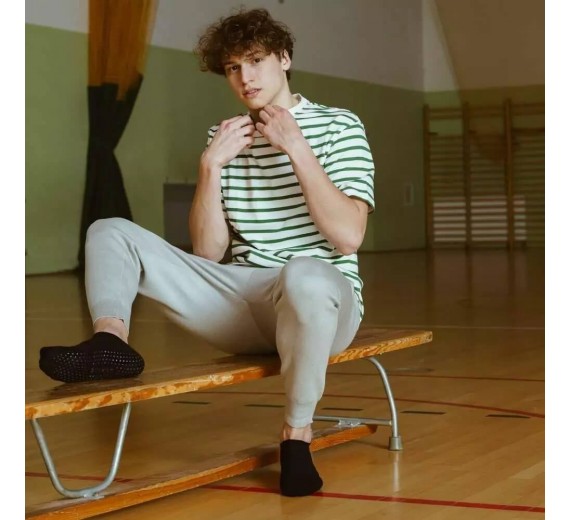 Korte sokker med skridsikker sål, sort, str. 35-37