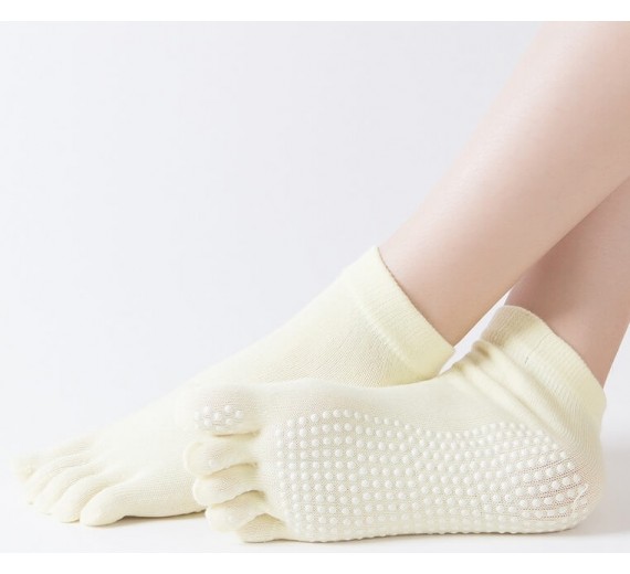 Gule Yoga / Pilates Tåstrømper Anti-Slip Sål - Str. 35-38