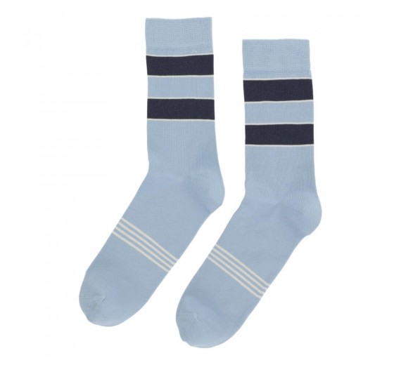 Socks CPH herrestrømper med brede striber, støvet blå, str. 40-44