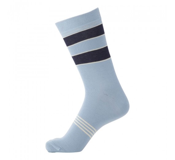 Socks CPH herrestrømper med brede striber, støvet blå, str. 45-48