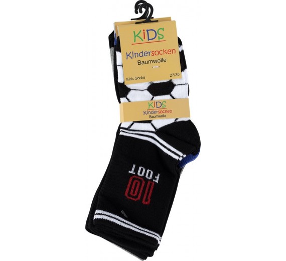 3 par børnestrømper med fodboldmotiv - Str. 27-30