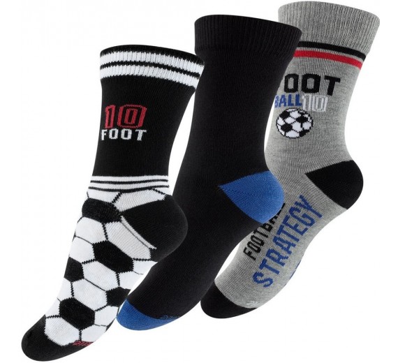 3 par børnestrømper med fodboldmotiv - Str. 27-30