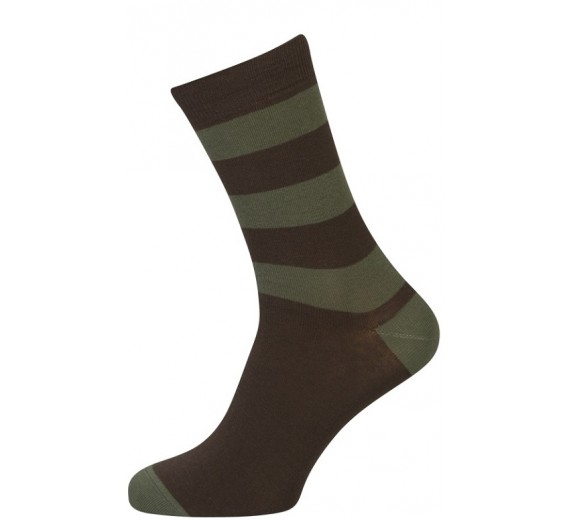 Brune Strømper Med Grønne Striber, Str. 43-46