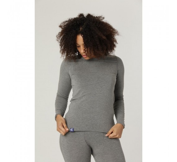 Langærmet t-shirt i merino uld, dame, Coastland of Denmark, grå, str. small