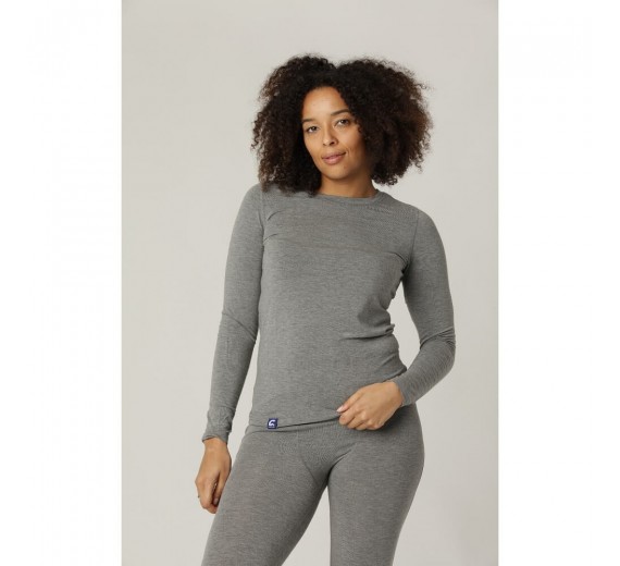 Langærmet t-shirt i merinould, dame, Coastland of Denmark, grå, str. large