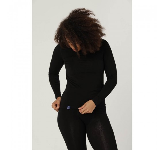 Langærmet t-shirt i merinould, dame, Coastland of Denmark, sort, str. Small