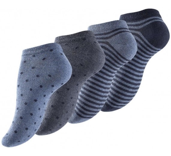 Ankelstrømper Damer 4-pak, Blå - Str. 39-42