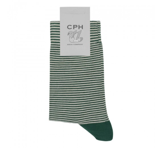 Bomulds Strømpe fra CPH Sock Company - Grøn Striber str. 36-39
