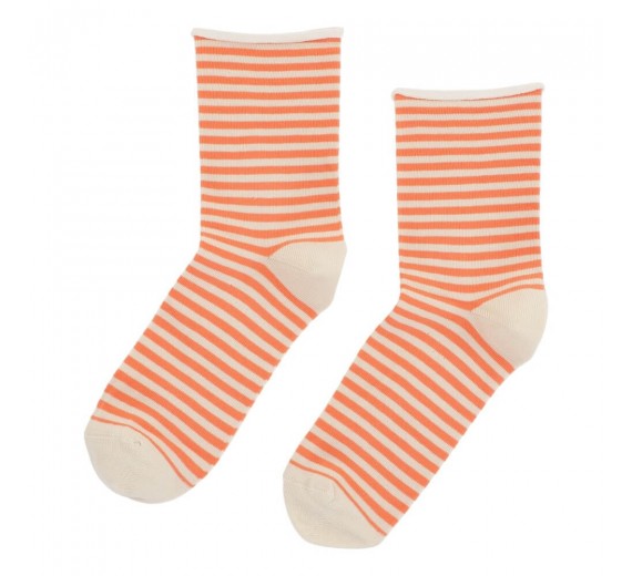 Bomulds rullestrømpe fra Socks CPH - Orange Striber str. 36-39