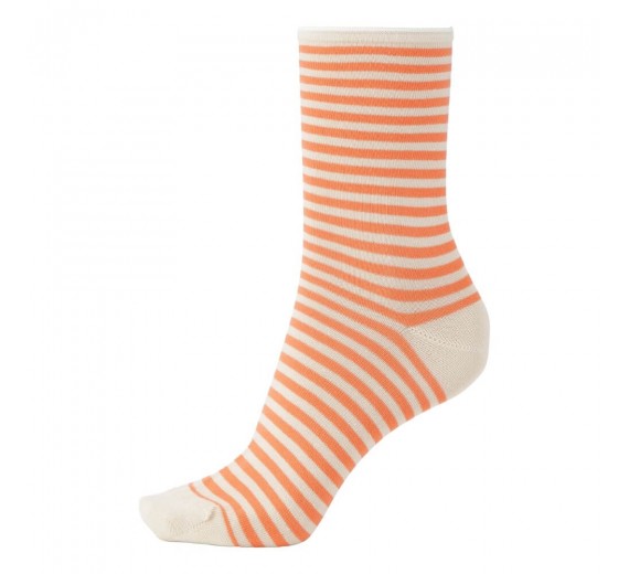 Bomulds rullestrømpe fra Socks CPH - Orange Striber str. 36-39