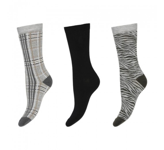 Decoy damestrømper, Organic Cotten 3-Pack, Zebra/Tern - Str. 37-41