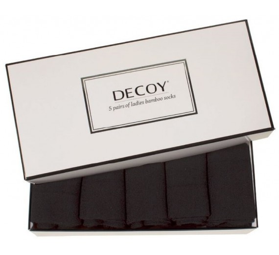 5 par sorte Decoy bambusstrømper i gaveæske - Str. 37-41