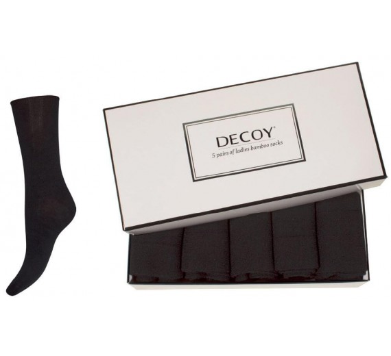 5 par sorte Decoy bambusstrømper i gaveæske - Str. 37-41