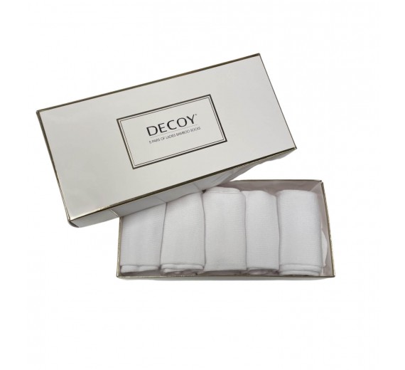 5-pak Decoy Bambus Ankelstrømper Til Damer, Hvid, Str. 37-41