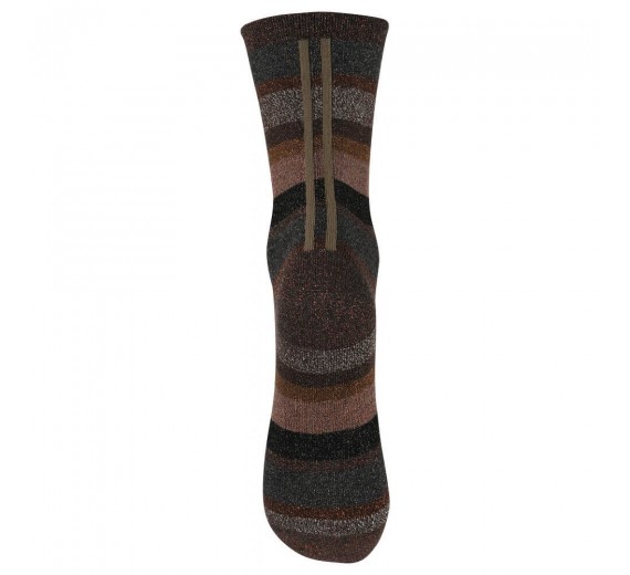 Decoy Glitterstrømper, Brun med striber - Str. 37-41 