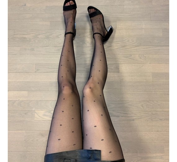 Decoy Strømpebukser Med Glitter, Silverdots, 25 Denier - Str. S/M