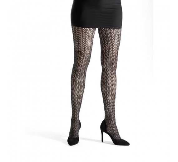 Decoy Strømpebukser med struktur & Glitter, 70 denier, Silver - Str. XL