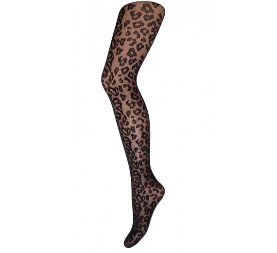 Decoy Leopard Strømpebukser Sort 20 Denier - Str. XL