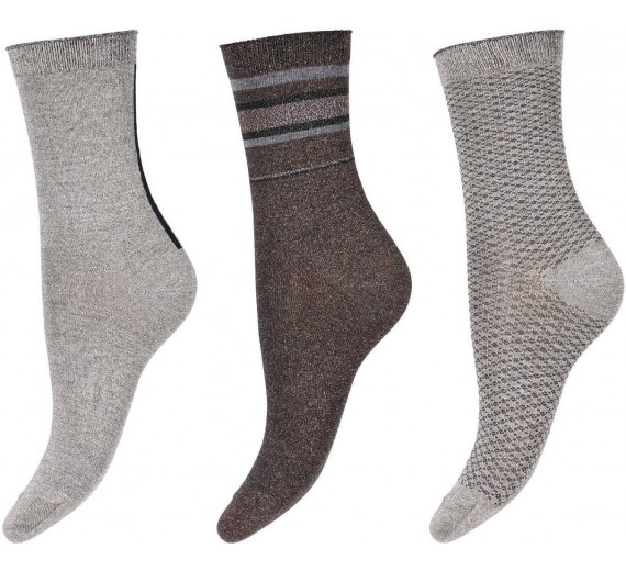 DECOY Glitter Socks in a box 3-pak, Grå
