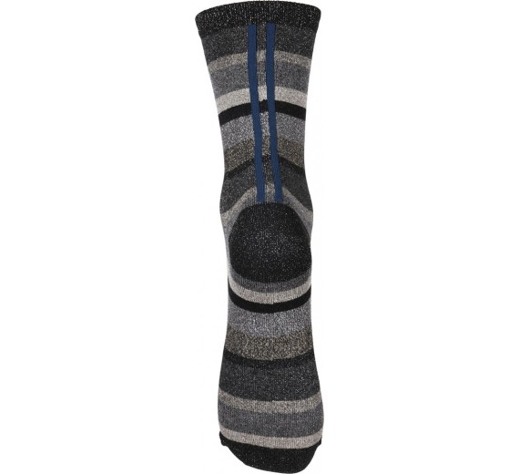 Decoy glimmerstrømper, stribede, grå, str. 37-41